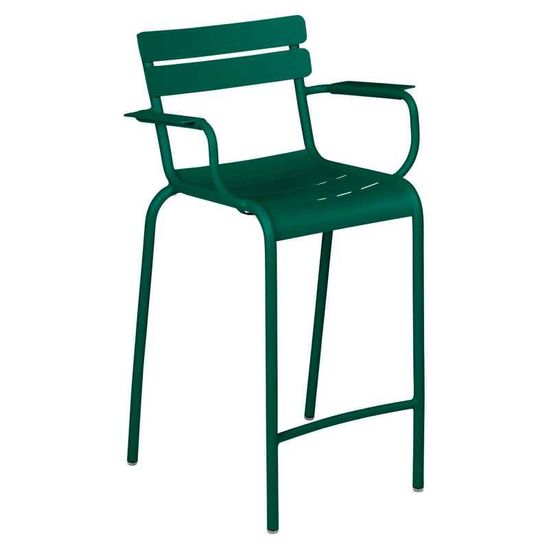 Furniture - Bar Stools - Luxembourg Bridge Bar chair metal green / H 69.5 cm - Aluminium - Fermob - Cedar green - Aluminium