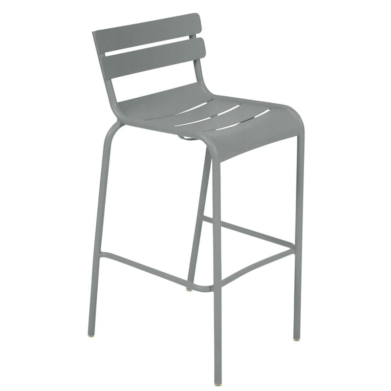 Mobilier - Tabourets de bar - Chaise de bar Luxembourg métal gris / H 80 cm - Aluminium - Fermob - Gris lapilli - Aluminium laqué