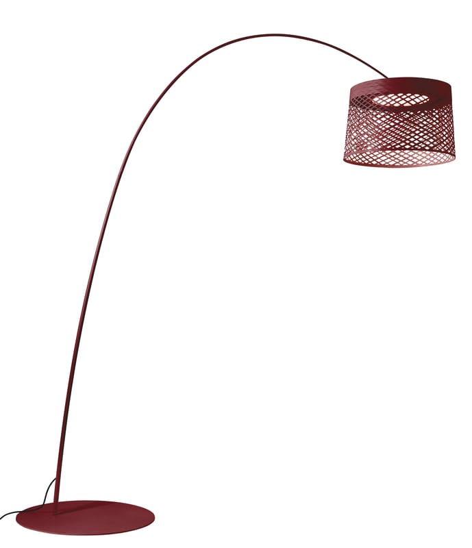 Lighting - Floor lamps - Twiggy Grid LED Outdoor Outdoor floor lamp metal plastic material red / Ø 46 x H 29 cm - Foscarini - Crimson - Composite material, Fibreglass, Varnished metal