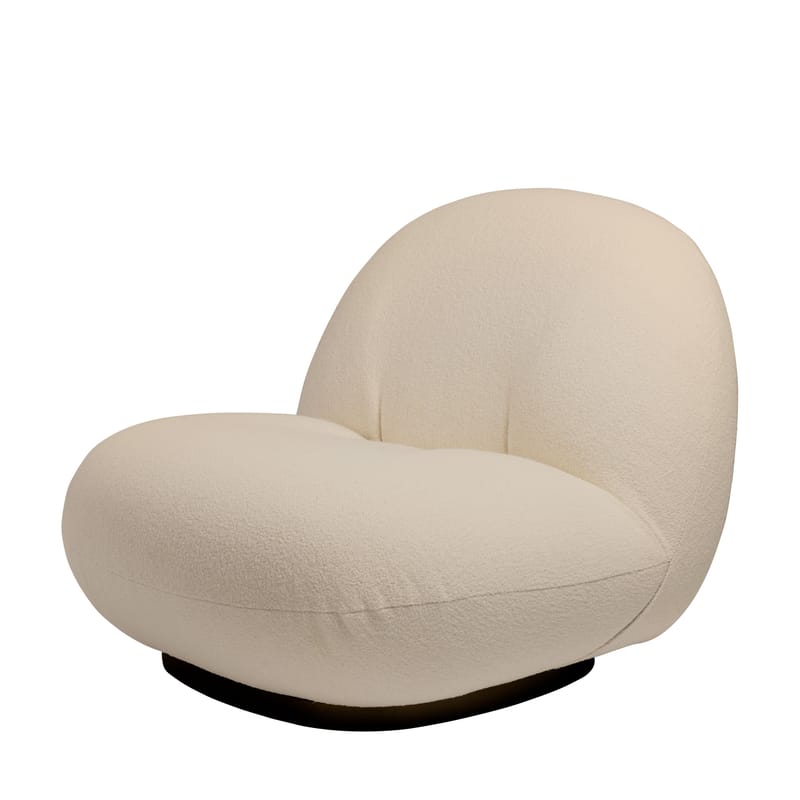 Furniture - Armchairs - Pacha Padded armchair textile beige / Pierre Paulin - 1975 reissue - Gubi - Ivory (Harp 24 fabric) / Black base - Foam, Painted MDF, Plywood, Terrycloth