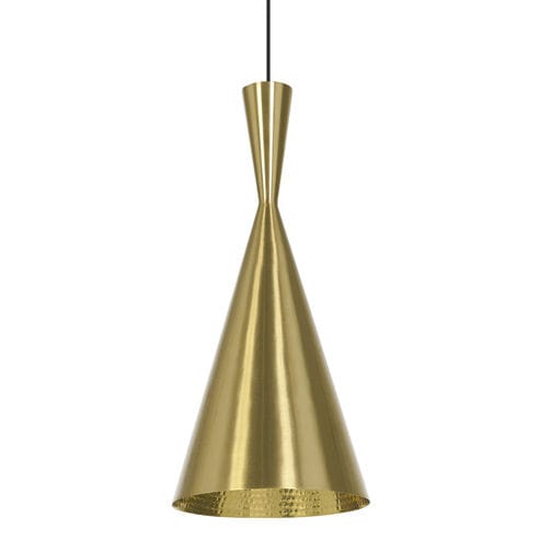 Lighting - Pendant Lighting - Beat Tall LED Pendant gold metal / Ø 19 cm x H 42 cm - Hand-crafted - Tom Dixon - Brushed brass - Brass
