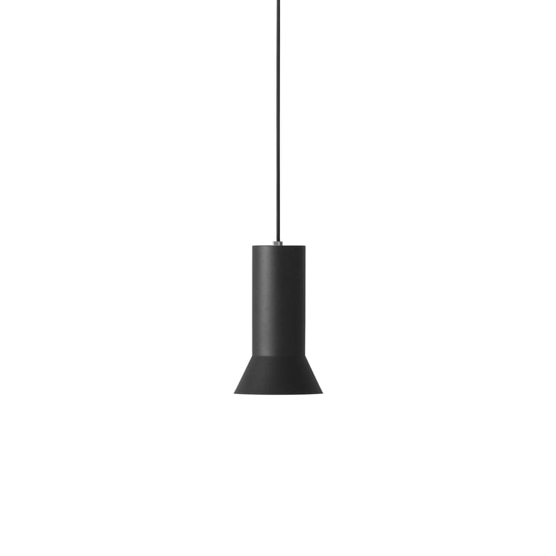 Lighting - Pendant Lighting - Hat Small Pendant metal black / Ø 13 x H 22 cm - Normann Copenhagen - Black - Aluminium - Câble en tissu