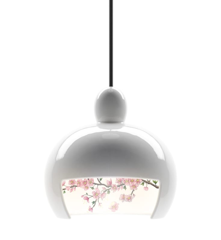 Illuminazione - Lampadari - Sospensione Juuyo - Peach Flowers ceramica bianco - Moooi - Bianco - Motivi fiori di pesco - Ceramica, Tessuto