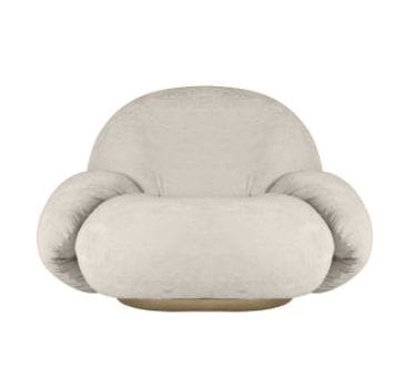 Furniture - Armchairs - Pacha - Avec accoudoirs Padded armchair textile white / Pierre Paulin, 1975 reissue - Gubi - White (Karakorum 001 fabric) / Gold base - Foam, Painted MDF, Plywood, Terrycloth