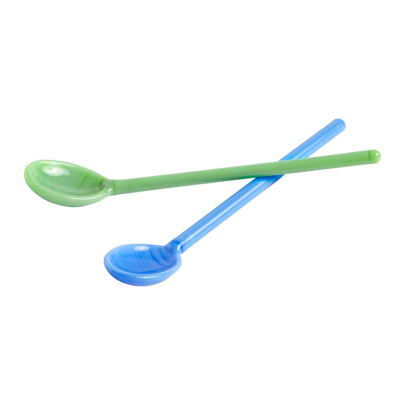 Tableware - Cutlery - Mono Spoon glass multicoloured / Glass - Set of 2 - L 15 cm - Hay - Mono / Sky blue & glass - Glass