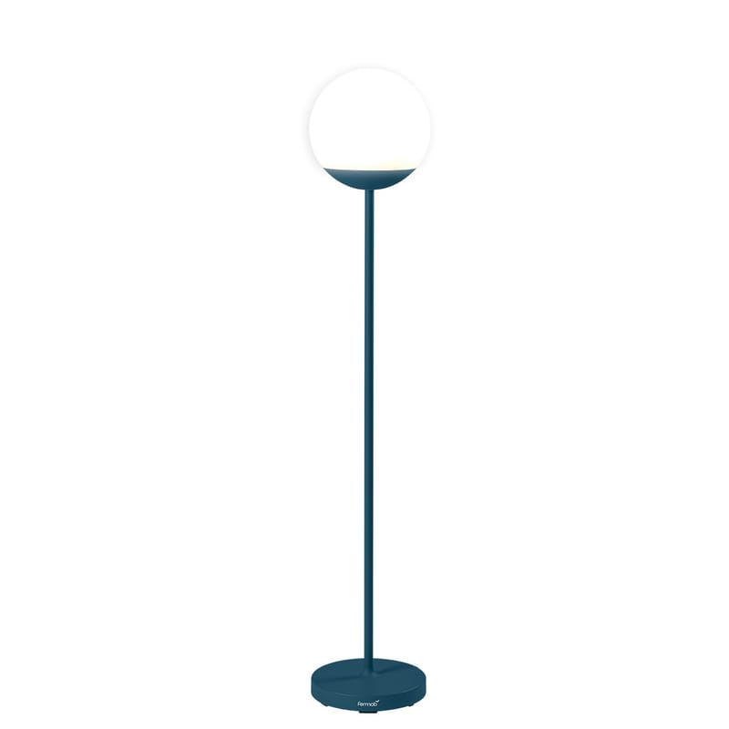 Lighting - Floor lamps - Mooon! LED Cordless outdoor floor lamp metal plastic material blue / H 134 cm - Bluetooth - Fermob - Acapulco blue - Aluminium, Polythene