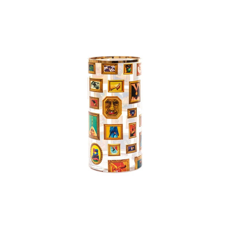 Decoration - Vases - Toiletpaper - Frames Vase glass multicoloured / Medium - Ø 15 x H 30 cm / 24K gold detail - Seletti - Frames - Glass, Real gold