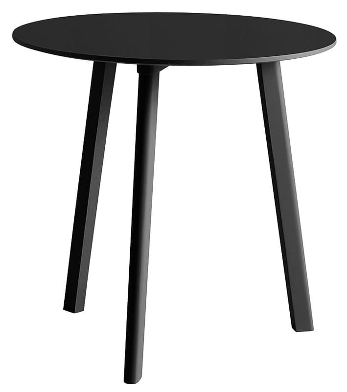 Möbel - Tische - Runder Tisch Copenhague CPH DEUX 220 plastikmaterial schwarz / Ø 75 cm - Hay - Schwarz - massive Buche, Stratifié recouvert de laminé plastique