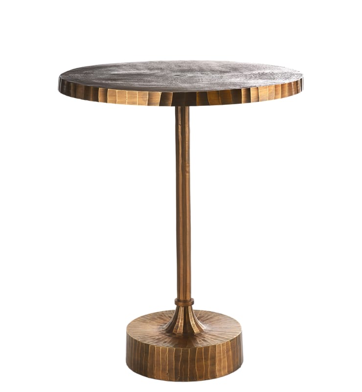 Maison et Objet - Raw materials - Mace Round table gold metal / Ø 61 x H 76 cm - Pols Potten - Antique brass - Antique brass-plated aluminium
