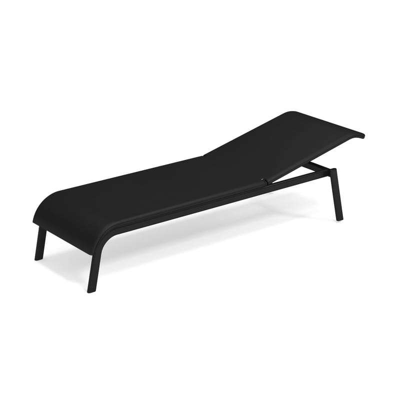 Outdoor - Sun Loungers & Hammocks - Tiki Stackable reclining deckchair metal black / Multi-position - Fabric - Emu - Black / Black fabric - Aluminium, Outdoor fabric