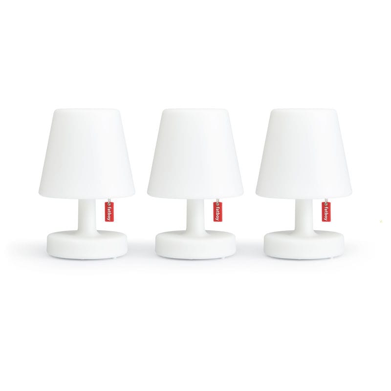 Decoration - Children\'s Home Accessories - Edison the Mini Wireless rechargeable outdoor lamp plastic material white / Set of 3 - Ø 9 x H 15 cm - Fatboy - White - ABS, Polypropylene