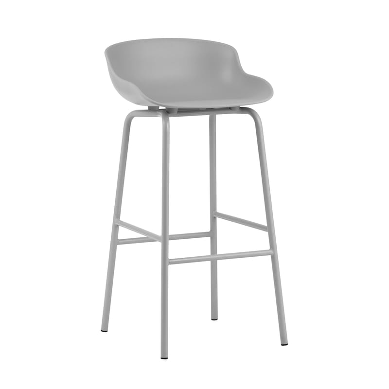 Furniture - Bar Stools - Hyg High stool plastic material grey / H 75 cm - Polypropylene - Normann Copenhagen - Grey - Polypropylene, Steel