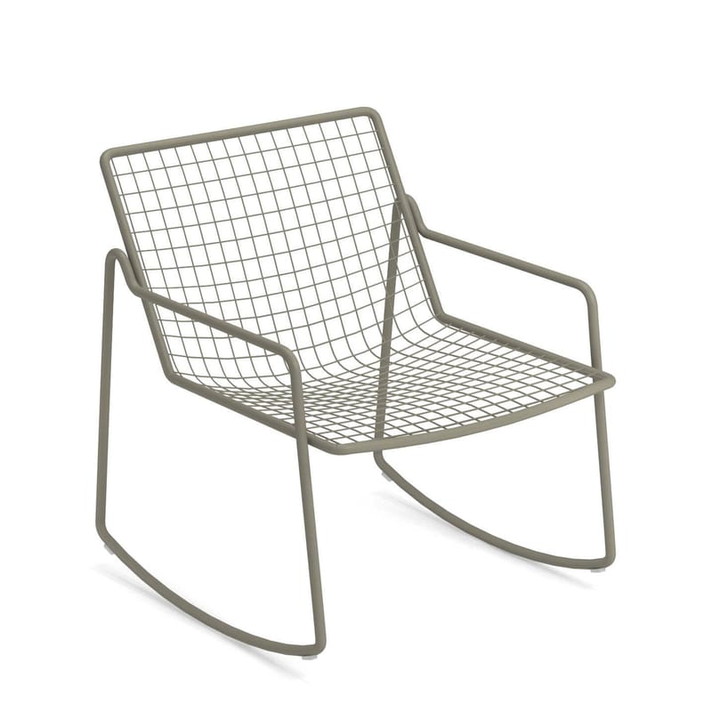Mobilier - Fauteuils - Rocking chair Rio R50 métal gris / Réédition 1960 - Emu - Gris-vert - Acier