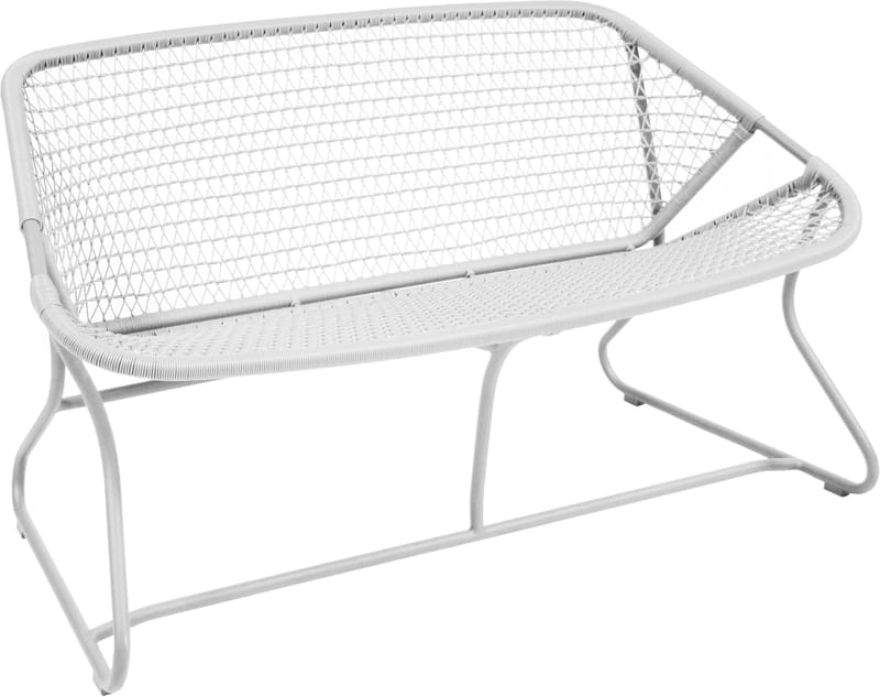 Furniture - Benches - Sixties 2-seater outdoor sofa plastic material white - Fermob - White - Aluminium, Plastic material