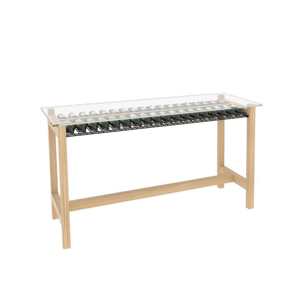 Furniture - High Tables -  Wine shelf glass natural wood / Tasting counter - L 202 x W 80 cm x H 110 cm / 36 bottles - L\'Atelier du Vin - Oak / Transparent - Powder coated steel, Soak glass, Solid oak