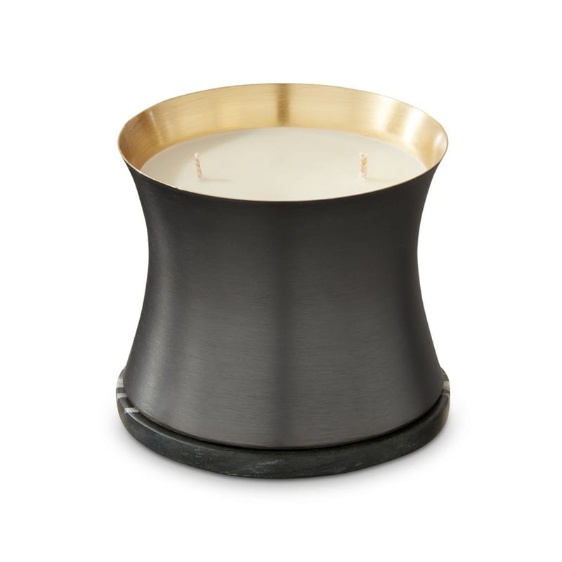 Decoration - Candles & Candle Holders - Alchemy Large Scented candle metal black / Ø 10 x H 8.3 cm - Tom Dixon - Large / Black & gold - Brass, Marble, Vegetable wax