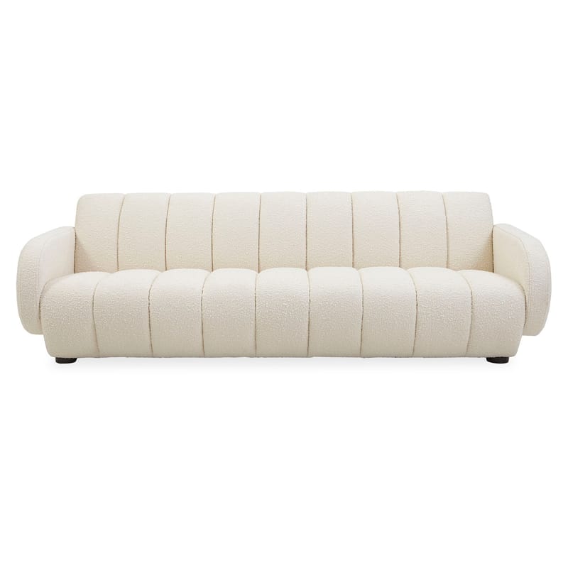 Furniture - Sofas - Brigitte Straight sofa textile white beige / 3 seats - L 223 cm / Looped wool - Jonathan Adler - Ivory (looped wool) - Curly wool, Foam, Wood