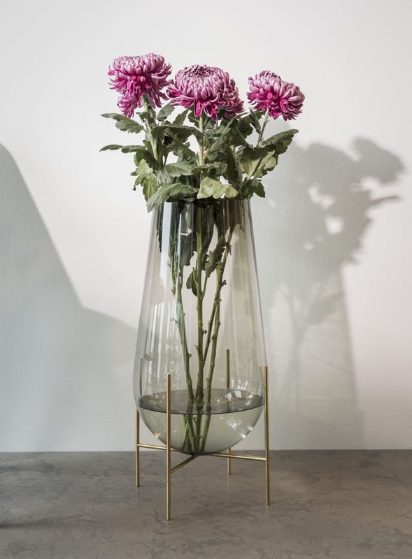 Vaso da fiori vetro grigio scuro 20 cm MITATA 