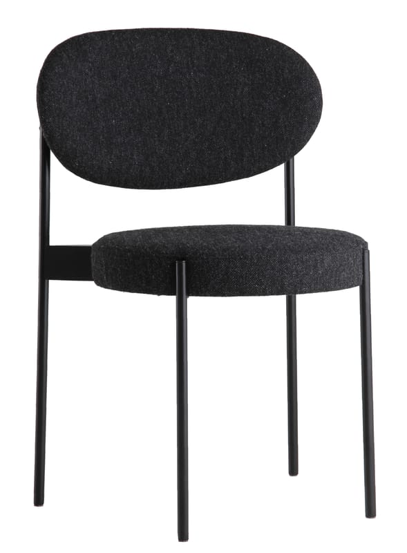 Möbel - Stühle  - Gepolsterter Stuhl Series 430 textil grau / stapelbar - Stoff & Metall - Verpan - Dunkelgrau - Kvadrat-Gewebe, rostfreier Stahl, Schaumstoff