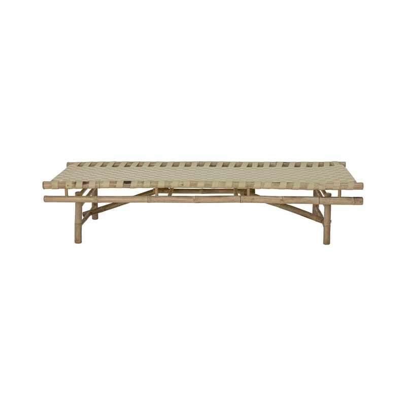 Furniture - Sofas - Vida Sofa textile beige natural wood / 190 x 70 cm - Bamboo & fabric - Bloomingville - Bamboo & beige - Bamboo, Fabric