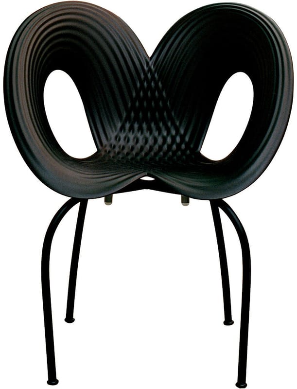 Mobilier - Chaises, fauteuils de salle à manger - Fauteuil empilable Ripple chair / Ron Arad, 2005 - Moroso - Coque noire / pieds noirs - Acier verni, Polypropylène