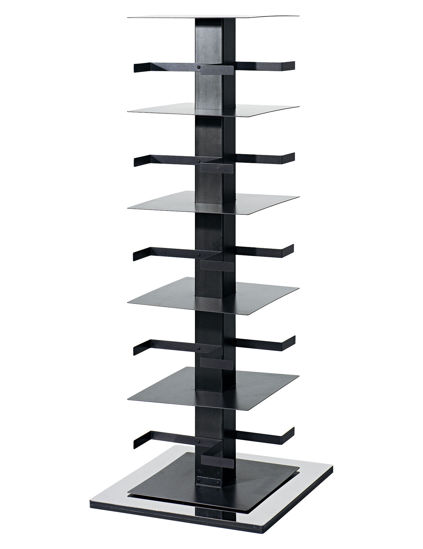 Ptolomeo Rotating bookshelf - 4 sides - Vertical storage Polished steel ...