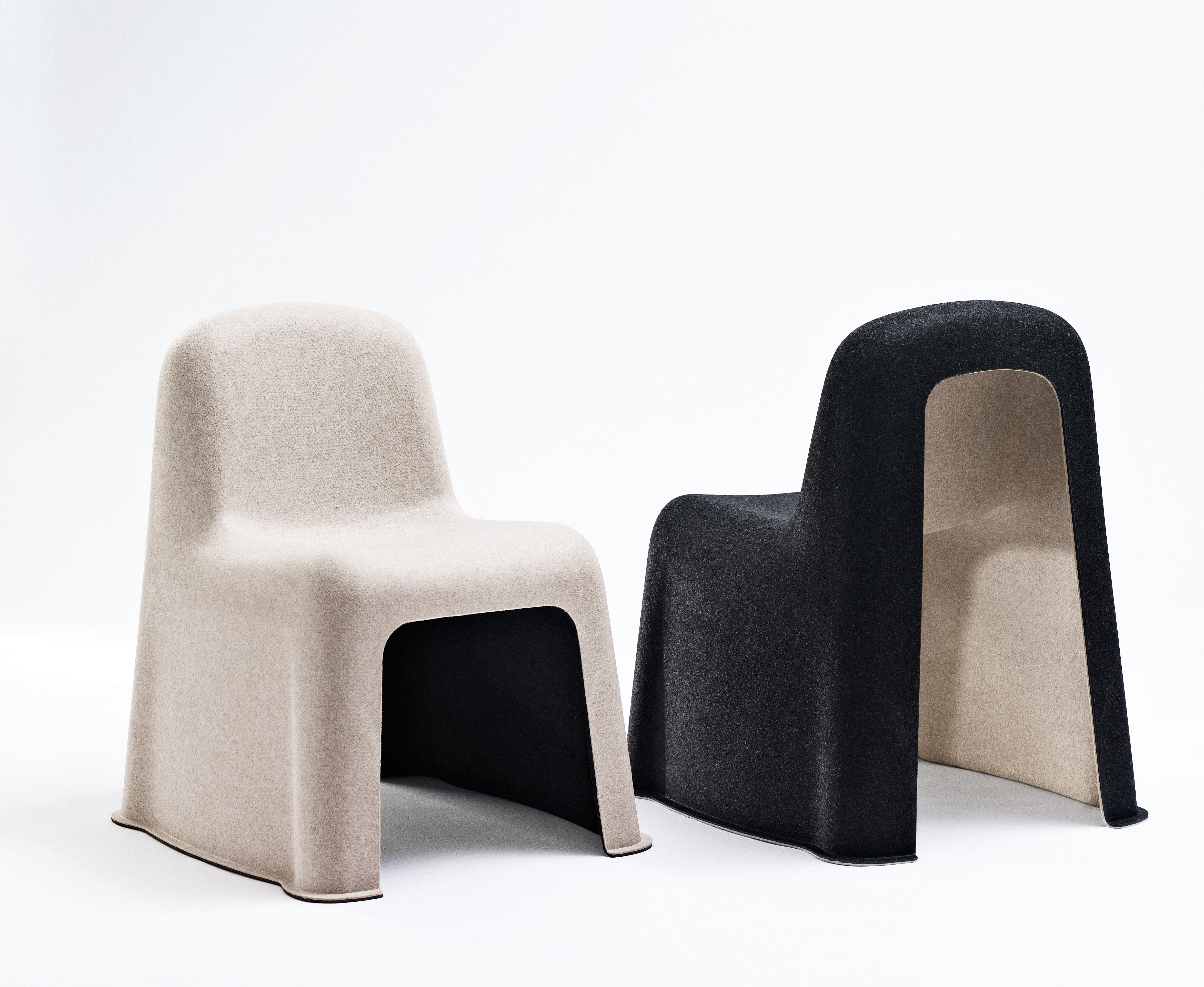 Nobody Stackable chair - Felt Anthracite / Light grey by Hay