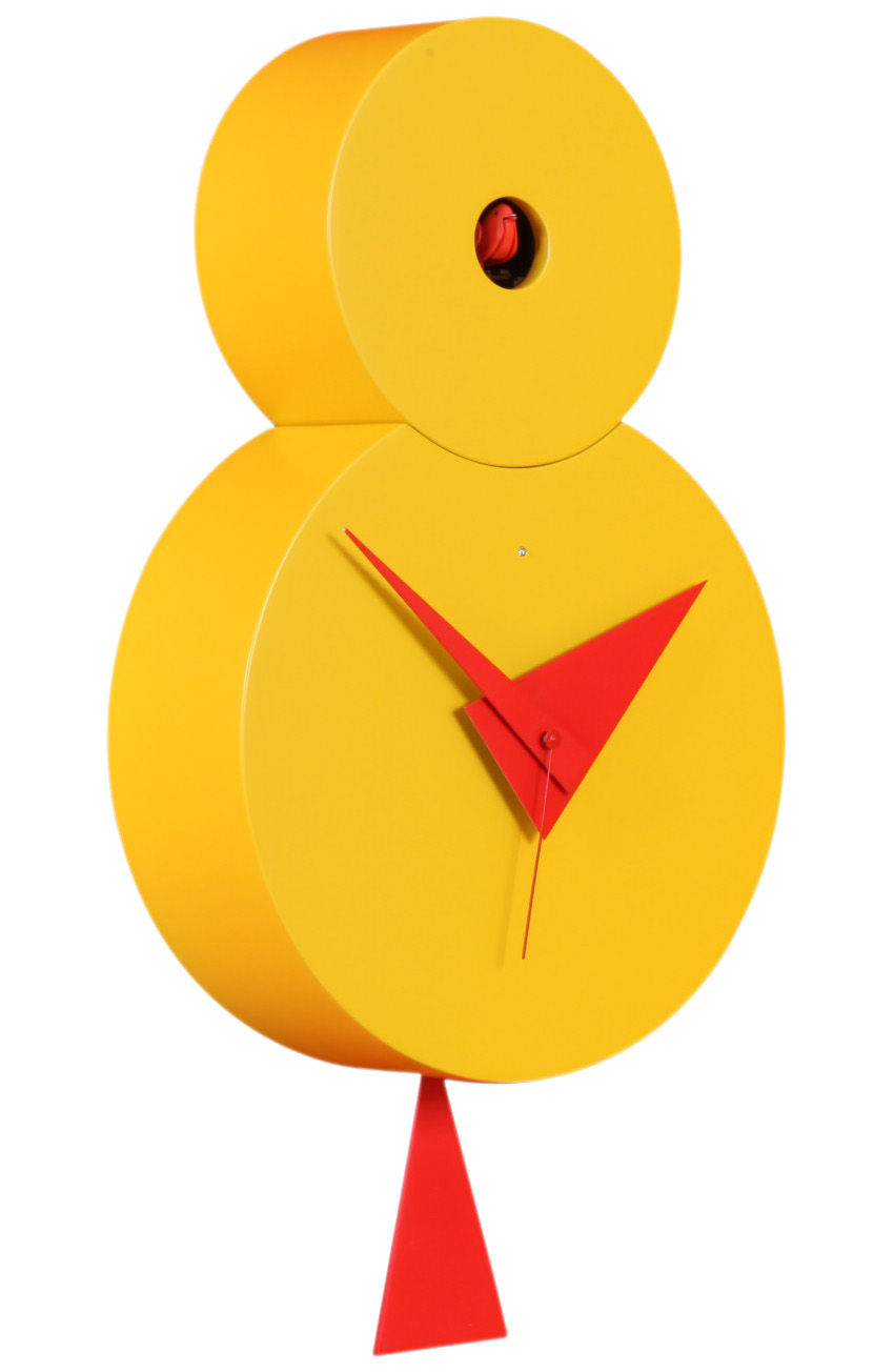 Otto Wall clock - With cuckoo - H 38,5 cm Yellow - Red hands, cuckoo ...