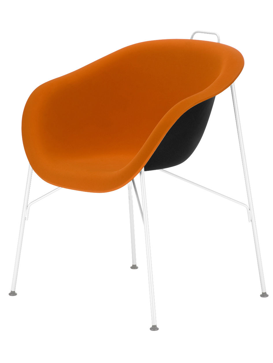 Eu/phoria Soft Armchair   Rubber fabric seat White structure / Orange Soft fabric by Eumenes