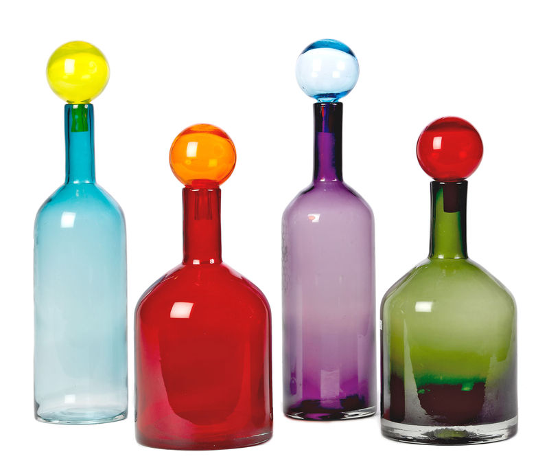 Table et cuisine - Carafes et décanteurs - Carafe Bubbles & Bottles / Verre - Set de 4 / H 44 cm - Pols Potten - Multicolore - Verre teinté dans la masse