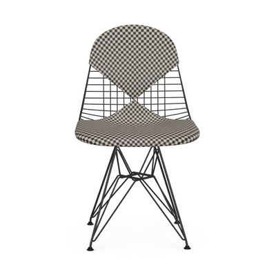 Mobilier - Chaises, fauteuils de salle à manger - Chaise Wire Chair DKR / Rembourrée - By Charles & Ray Eames, 1951 - Vitra - Tissu noir & blanc (Checker) / Structure noire - Acier laqué époxy, Mousse polyuréthane, Tissu
