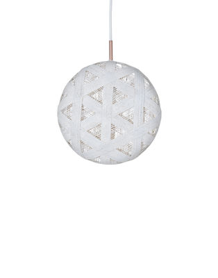 Lighting - Pendant Lighting - Chanpen Hexagon Pendant - Ø  26 cm by Forestier - White / Triangle patterns - Woven acaba