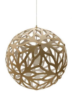 Luminaire - Suspensions - Suspension Floral / Ø 40 cm - Bicolore blanc & bambou - David Trubridge - Blanc / bambou naturel - Bambou