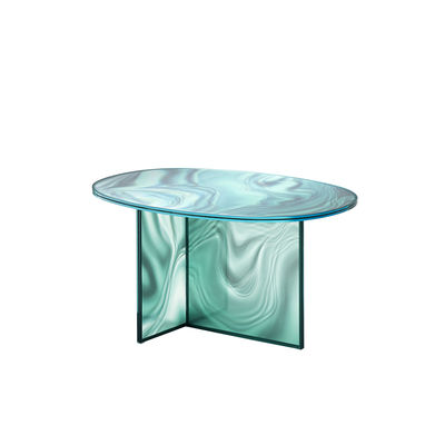 Arredamento - Tavolini  - Tavolino Liquefy - / 90 x 60 x H 46 cm - Vetro venature effetto marmo di Glas Italia - 90 x 60 x H 46 cm / verde - Vetro temprato