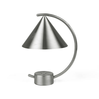 Illuminazione - Lampade da ufficio - Lampada senza fili Meridian - / Metallo - H 26 cm di Ferm Living - Acciaio spazzolato - Acciaio inossidabile