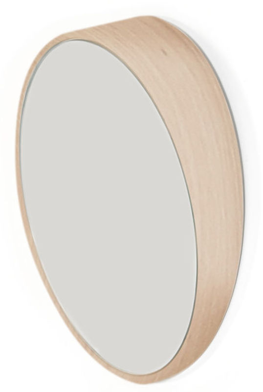 Spiegel Odilon Medium glas holz natur / Ø 40 cm - Hartô - Eiche - Eiche, Spiegel-Finish