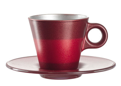 Table et cuisine - Tasses et mugs - Tasse à espresso Ooh ! Magico et sa soucoupe - Leonardo - Rouge métallisé - Verre