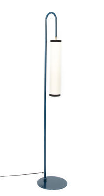 Illuminazione - Lampade da terra - Lampada a stelo Tokyo - / H 140 cm - Metallo & Tessuto di Maison Sarah Lavoine - Blu / Bianco - Acciaio termolaccato, Cotone