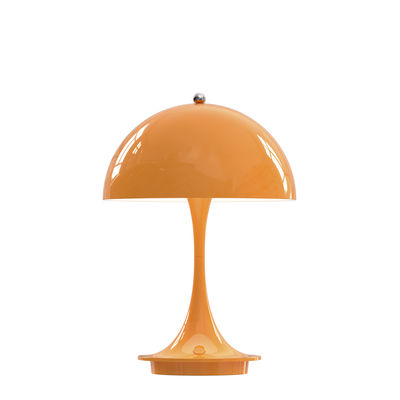Illuminazione - Lampade da tavolo - Lampada senza fili Panthella Portable Metal - / LED - Paralume metallo - H 23 cm / Ricarica USB di Louis Poulsen - Arancione (metallo) - Acciaio, Ghisa di alluminio