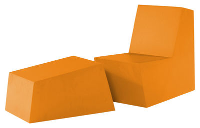 Pouf Primary solo Ottoman - Quinze & Milan orange en matière plastique