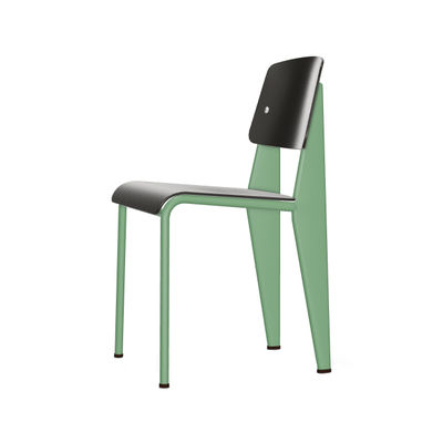 Möbel - Stühle  - Standard SP Stuhl / By Jean Prouvé, 1934 - Metall und Kunststoff - Vitra - Schwarz / Fußgestell minzgrün - Plastikmaterial, Pulverbeschichteter Stahl