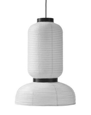 Luminaire - Suspensions - Suspension Formakami JH3 / Ø 45 x H 65 cm - &tradition - Blanc ivoire / Noir - Chêne, Papier de riz, Tissu