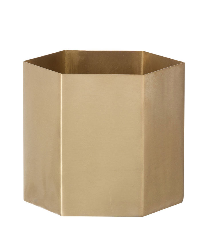 Accessori - Accessori ufficio - Vaso per fiori Hexagon Large metallo oro / Large - Ferm Living - Large / Dorato - Ottone