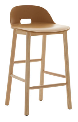 Furniture - Bar Stools - Alfi Bar stool - H 80 cm - Pied frêne by Emeco - Sand - Ashwood, Recycled composite material
