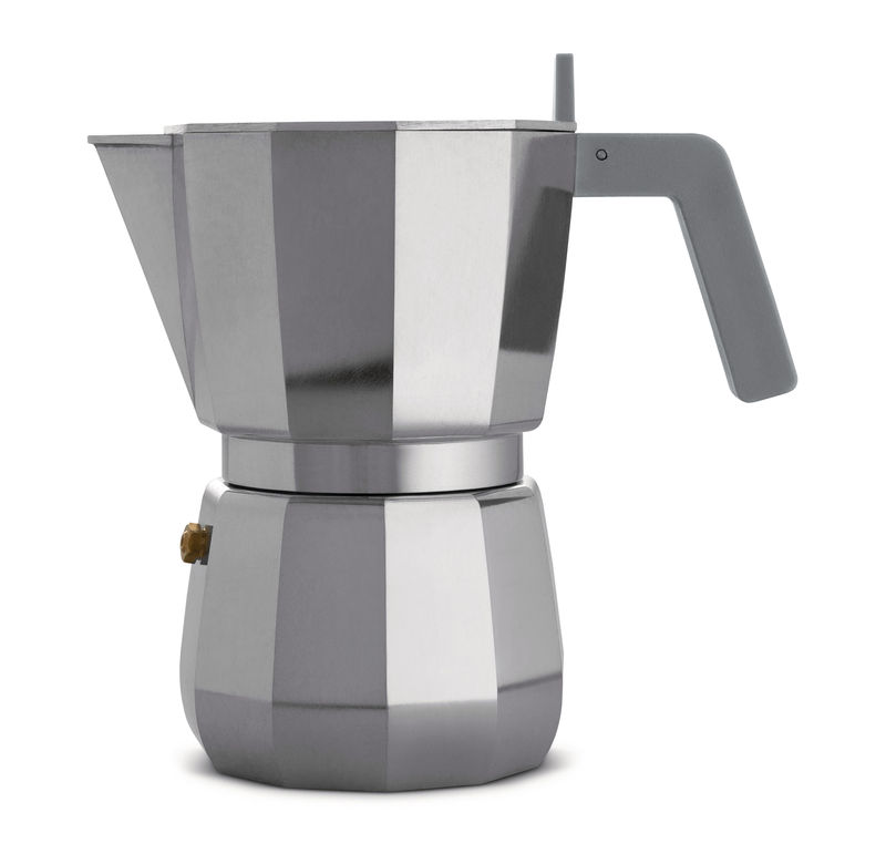 Tableware - Tea & Coffee Accessories - Moka Italian espresso maker grey silver metal /6 cups - Alessi - 6 cups / Steel - Cast aluminium, Polyamide