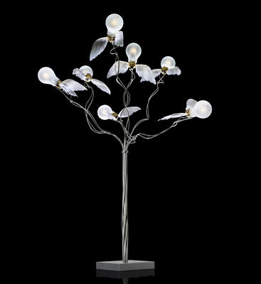 Luminaire - Lampes de table - Lampe de table Birdie's Busch H 90 cm - Ingo Maurer - Blanc / Acier & câbles transparents - Métal, Plume