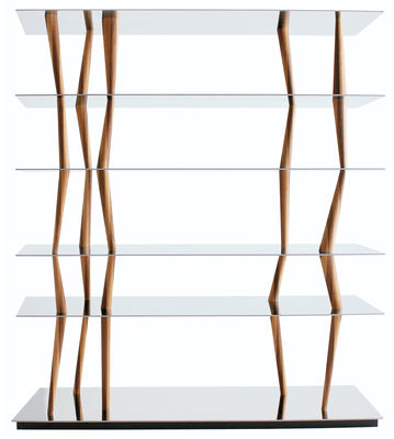 Furniture - Bookcases & Bookshelves - Sendai Shelf - 6 étagères - H 192 cm by Horm - L 192 x H 192 cm - 6 shelves - Polished stainless steel & Black - Polished stainless steel, Walnut