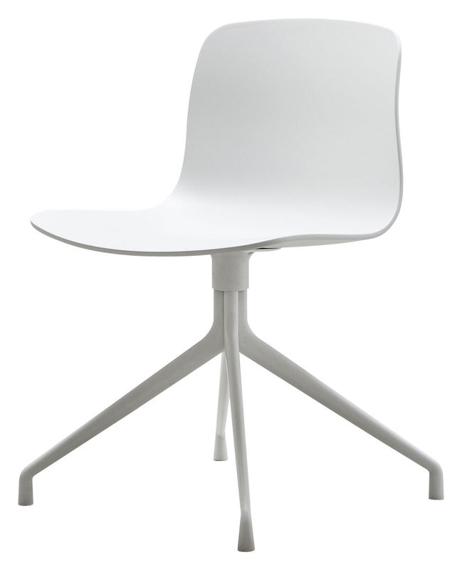 Furniture - Chairs - About a chair Swivel chair plastic material white 4 legs - Hay - White / Natural wood feet - Lacquered cast aluminium, Polypropylene