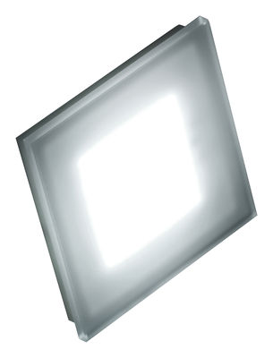 Lighting - Wall Lights - Sole Wall light - 144 Leds - Small 12 x 12 cm by Fontana Arte - White & screen-printed glass - Corian, Glass