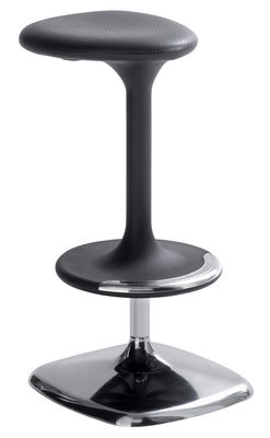 Furniture - Bar Stools - Kant Adjustable bar stool - Pivoting - Plastic & metal by Casamania - Black - Polished aluminium, Polythene